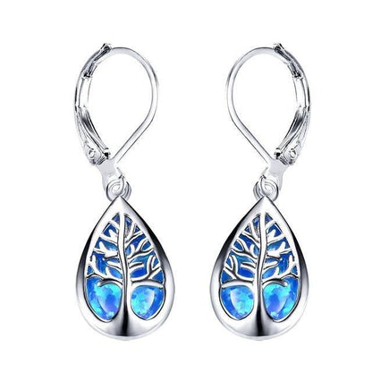 Stunning Opal and Sterling Silver Tree of Life Earrings for a Touch of Elegance