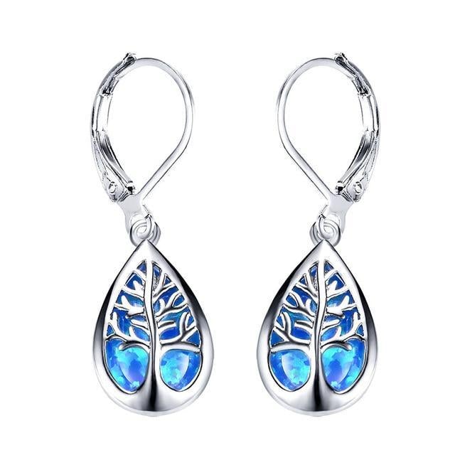 Stunning Opal and Sterling Silver Tree of Life Earrings for a Touch of Elegance