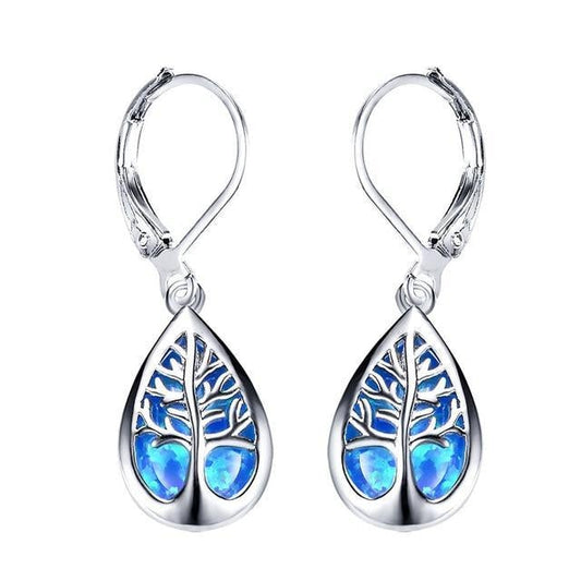 Stunning Opal and Sterling Silver Tree of Life Earrings for a Touch of Elegance