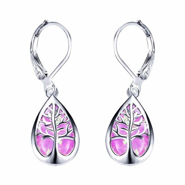 Stunning Opal and Sterling Silver Tree of Life Earrings for a Touch of Elegance