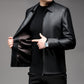 Men's Casual Business Lapel PU Leather Jacket